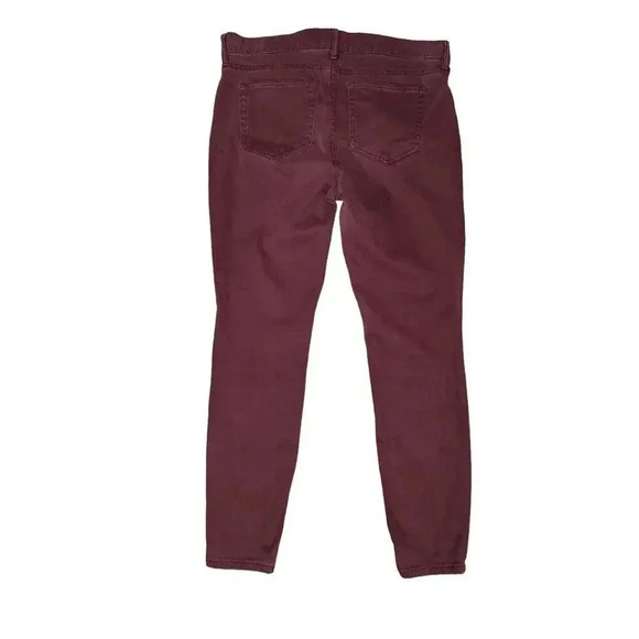 Ann Taylor Loft Made And Loved Petite Size 8 Red Burgundy Velvet Skinny Pants - Picture 2 of 7